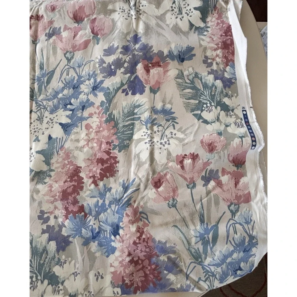 Vtg 1987 House 'N Home Pink Purple Teal Floral Drapery Fabric 54